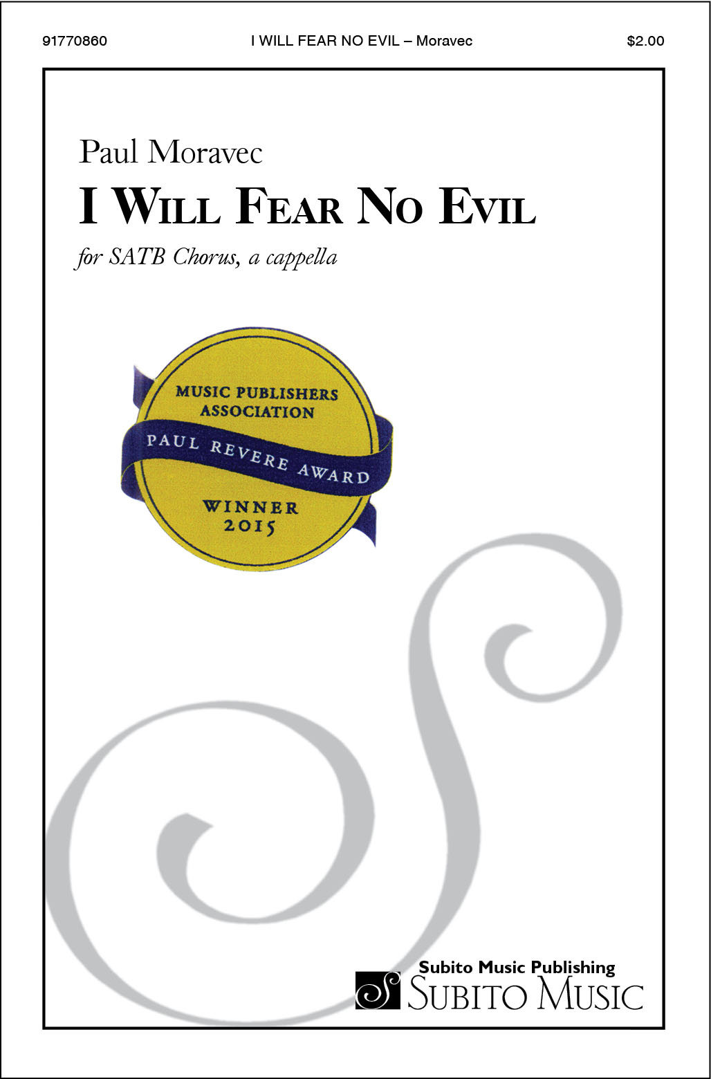 I Will Fear No Evil for SATB Chorus, a cappella